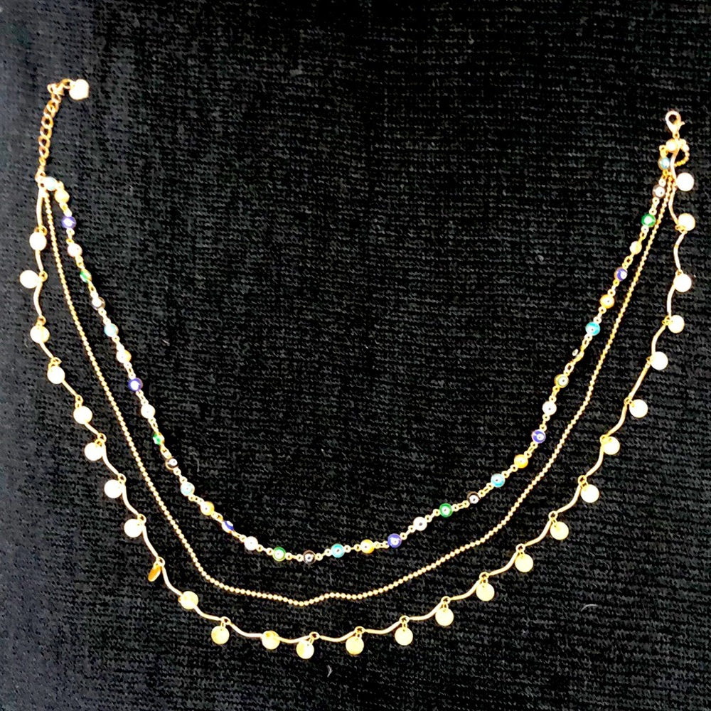 Three tier gold necklace